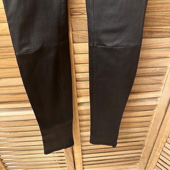 Helmut Lang Lambskin Black Leather Leggings Size 6 - Picture 5 of 9